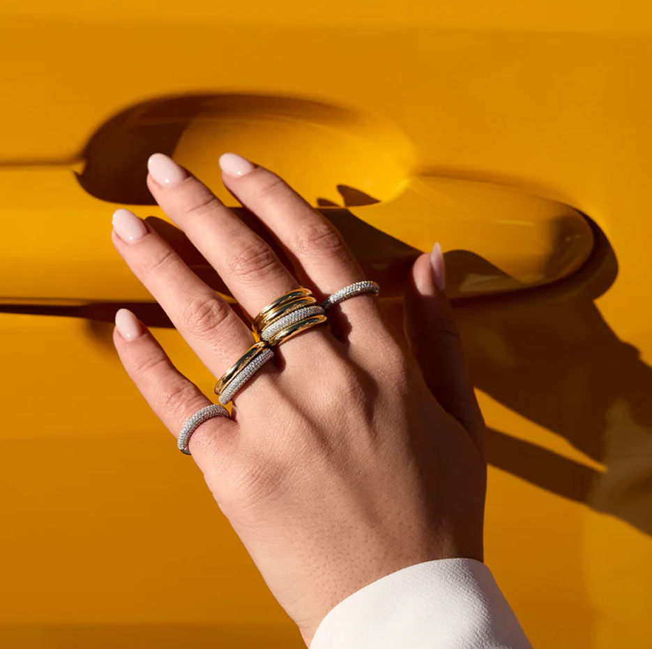 10 Karat Roségold 0,43 Karat TW Petite Pavé Diamant Wolkenring Farbe D Reinheit VVS-4