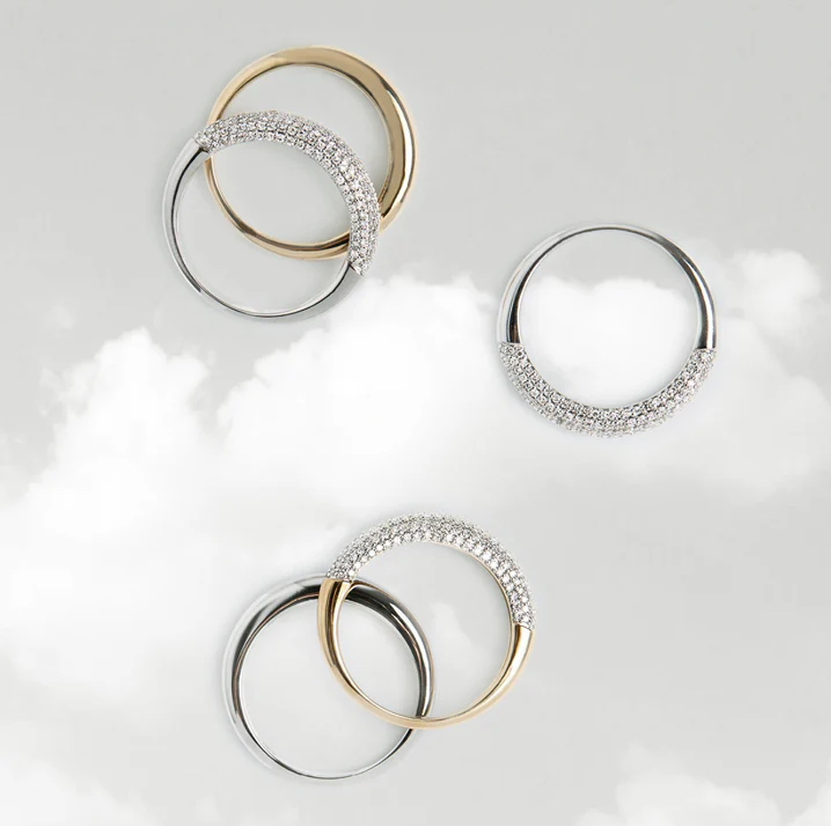 10 Karat Roségold 0,43 Karat TW Petite Pavé Diamant Wolkenring Farbe D Reinheit VVS-5