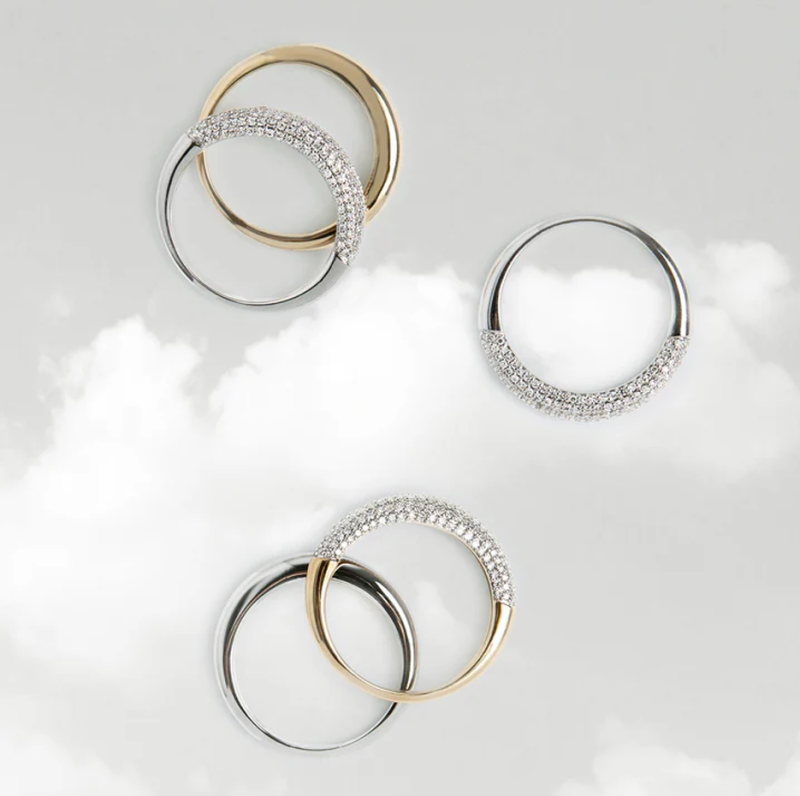 Anel em ouro branco de 10 quilates com 0,43 quilates de diamantes pavé em forma de nuvem, cor D, pureza VVS.-5