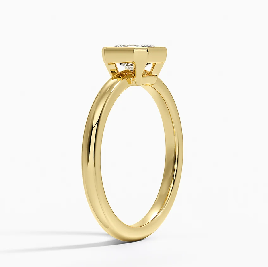 Aliança de noivado solitária em ouro branco 10K, corte Asscher de 0,5 a 3 ct, com bisel de diamante criado em laboratório, certificado pela IGI VVS-VS-3