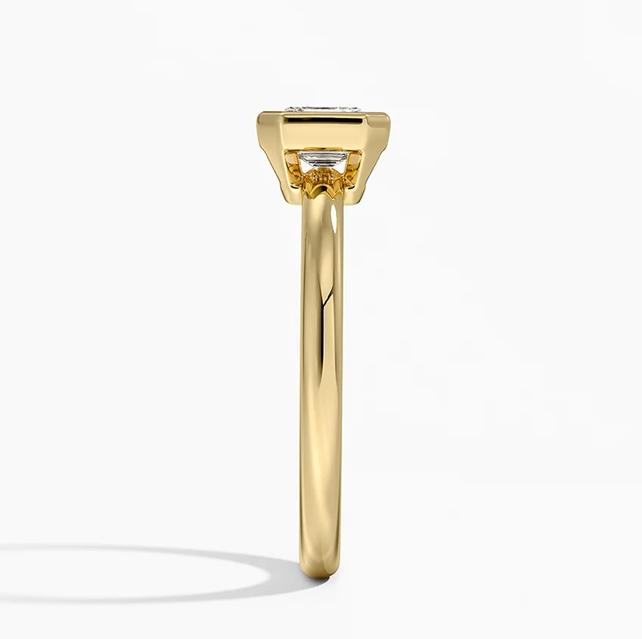 Aliança de noivado solitária em ouro branco 10K, corte Asscher de 0,5 a 3 ct, com bisel de diamante criado em laboratório, certificado pela IGI VVS-VS-4