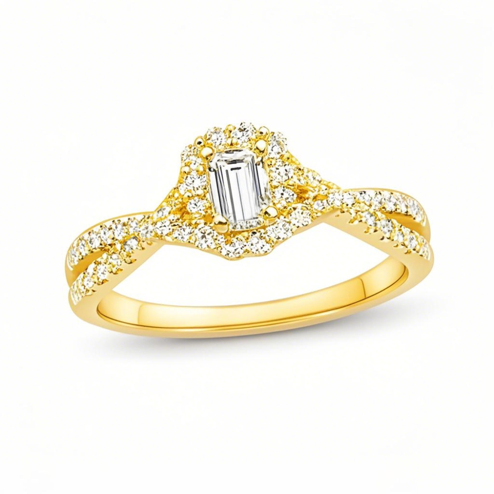 10K Gold 0.5 to 3 CT Emerald Lab Created Diamond Custom Engagement Ring D Color VVS1-VS1 Clarity 3EX-1