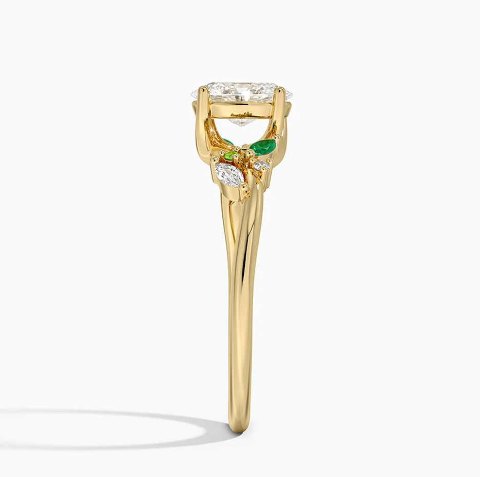 Anillo de compromiso personalizado Arden de oro blanco de 10 quilates de 0,5 a 3 quilates con diamante ovalado creado en laboratorio de 0,1 quilates con esmeralda y certificación IGI.-4