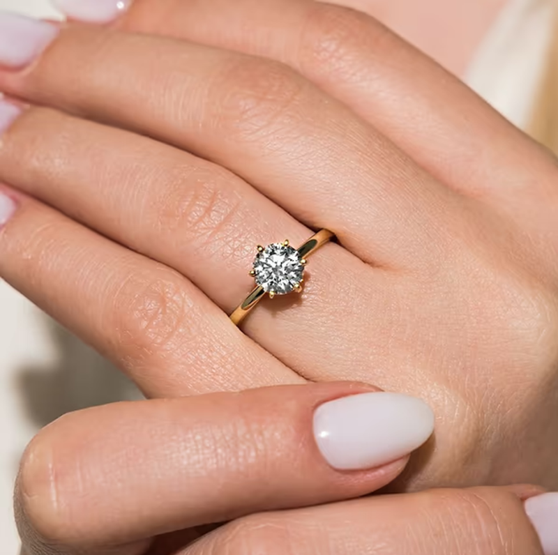 10K Gold 0.5 to 3 CT.T.W. Round Cut Diamond Engagement Ring D Color VVS-VS Clarity 3EX IGI Certified-2