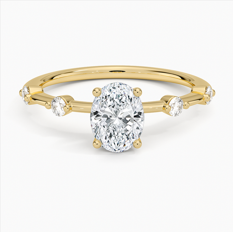 10K Gold 0.6 to 3.1 CT.T.W. Oval Cut Lab Created Diamond Engagement Band D Color VVS-VS Clarity IGI Certified-5