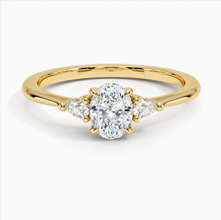 10K Gold 0.6 to 3.1 CT.T.W. Oval Cut Lab Created Diamond Three Stone Engagement Band IGI Certified-9