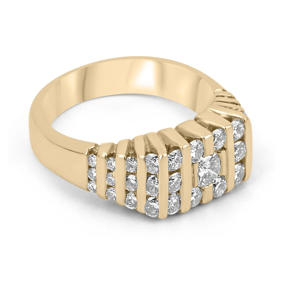 10K Gold 1.65 CT.T.W. Cluster Round Cut Natural Diamond Custom Ring for Men H Color VVS Clarity 3EX-4