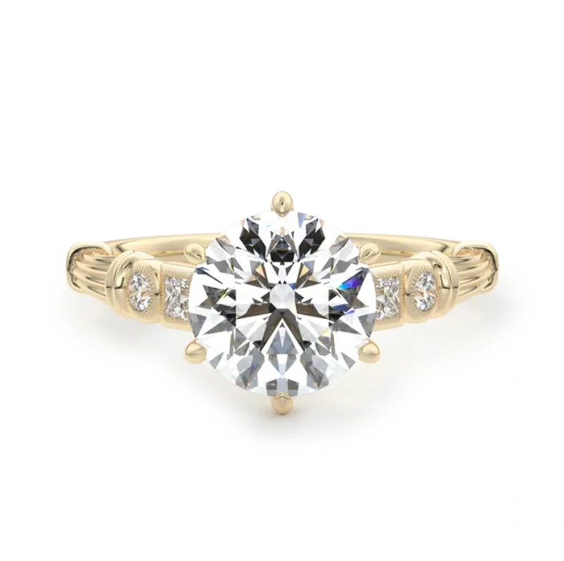 10K Gold 0.67 to 3.17 CT. T.W Round Lab Created Diamond & Moissanite Engagement Ring D Color VVS1-VS1 Clarity 3EX-33