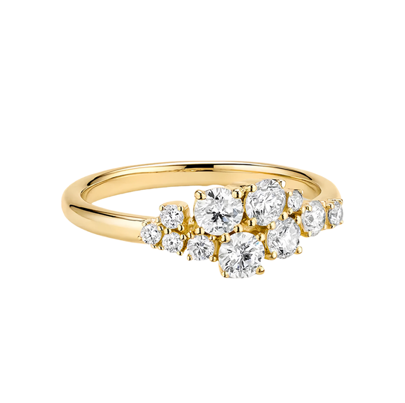 14K gouden 0,72 CT.T.W. ronde geslepen diamanten cluster trouwring D kleur VVS-VS zuiverheid-1