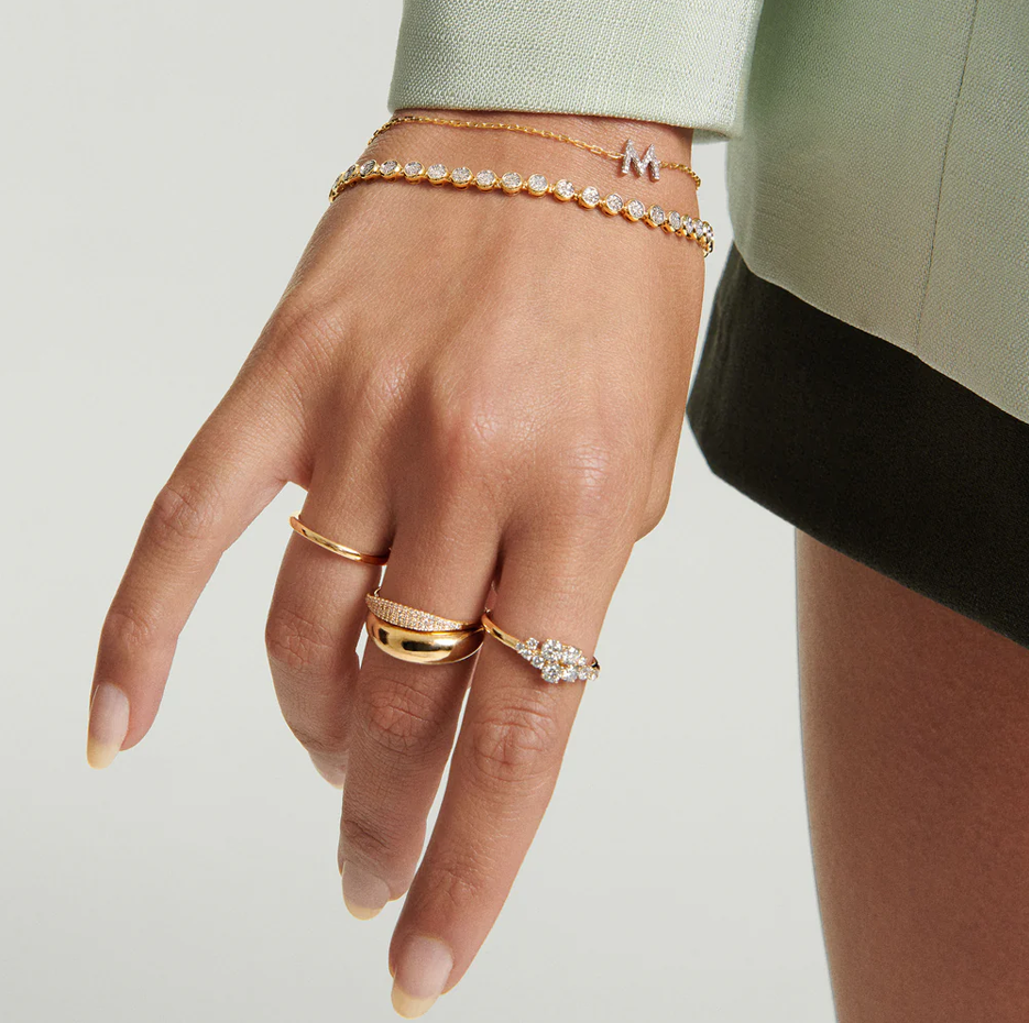 10 Karat Roségold, 0,72 Karat, Rundschliff-Diamant, individueller Cluster-Ehering, Farbe D, Reinheit VVS-VS-2