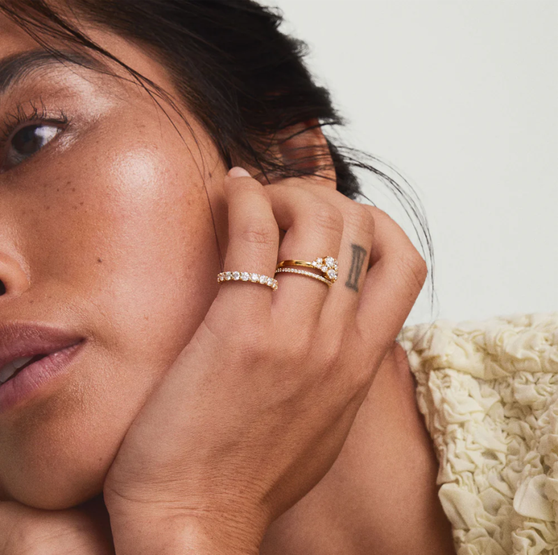 10K roségouden 0,72 CT.T.W. ronde geslepen diamanten, op maat gemaakte cluster trouwring D kleur VVS-VS zuiverheid-3