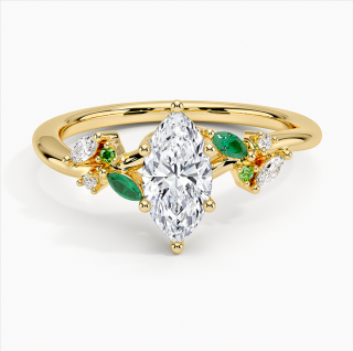 10K Gold 0.75 to 3.25 CT.T.W. Marquise Cut Lab Created Diamond & Emerald Engagement Band IGI Certified-13