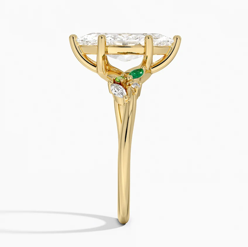 Sterling Silver 0.75 to 3.25 CT.T.W. Marquise Cut Lab Created Diamond & Emerald Engagement Band IGI Certified-3