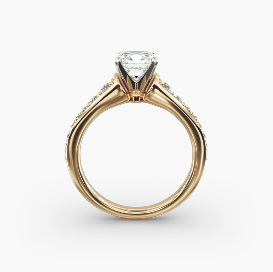 Ouro rosa 10K 0,83 a 3,33 CT.T.W. Anel de noivado com diamante de corte redondo, cor D, VVS-VS, clareza 3EX, certificado IGI-4