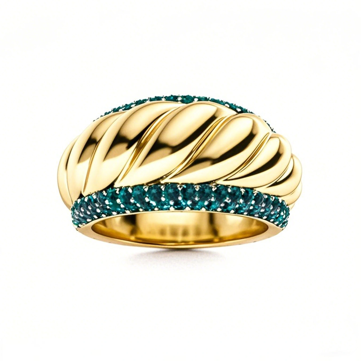 10K Gold 0.89 CT.T.W. Lab Created Diamond Swirl-style Wedding Band for Men Blue Color VVS-VS Clarity-1