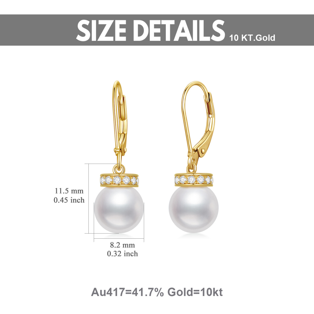 10K Gold Pearl Bead Drop Earrings-4