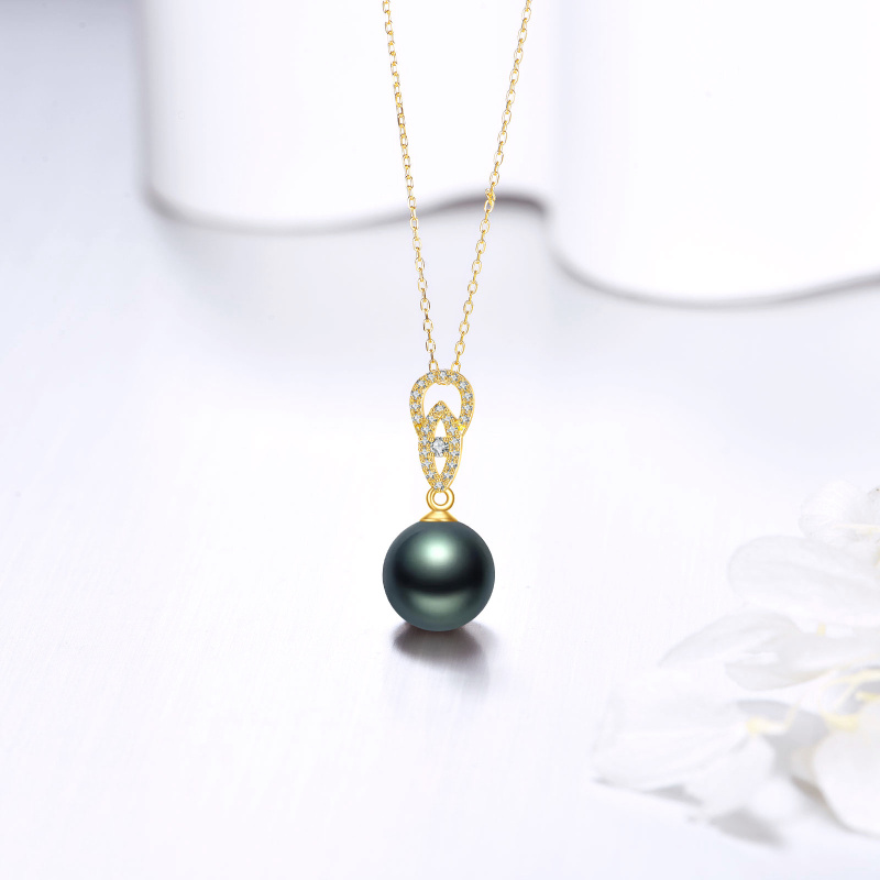 Collier pendentif en or 10K de 9 mm avec perle-3
