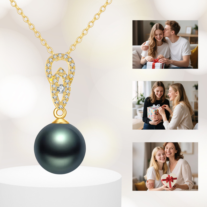 Collier pendentif en or 10K de 9 mm avec perle-4