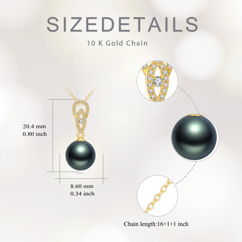 Collier pendentif en or 10K de 9 mm avec perle-5