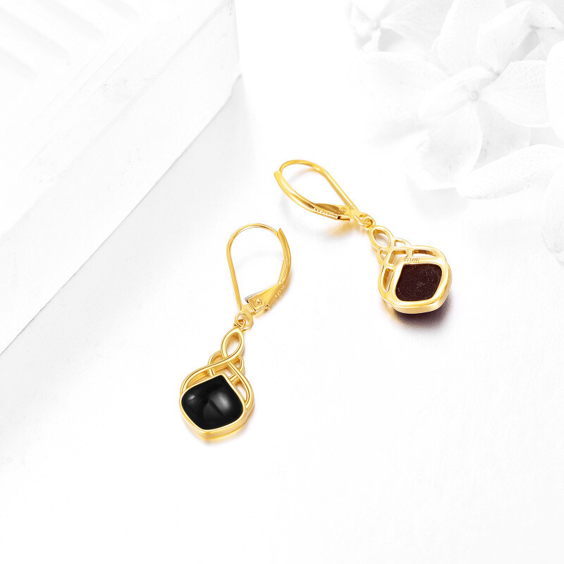 10K witgouden agaat Keltische knoop en druppelvormige oorbellen met hendel-4