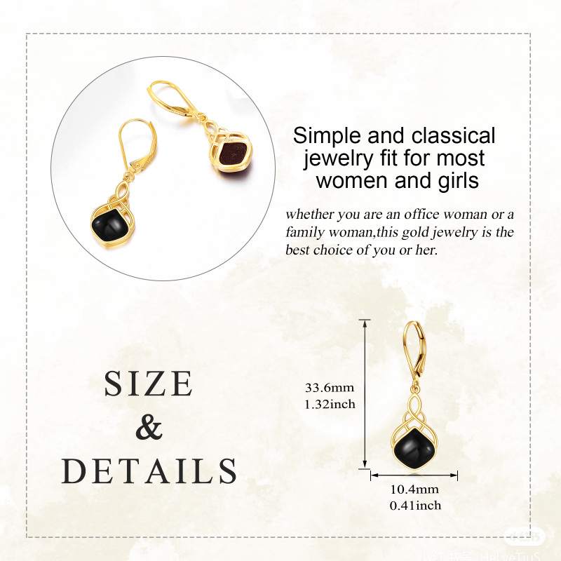 10K witgouden agaat Keltische knoop en druppelvormige oorbellen met hendel-5