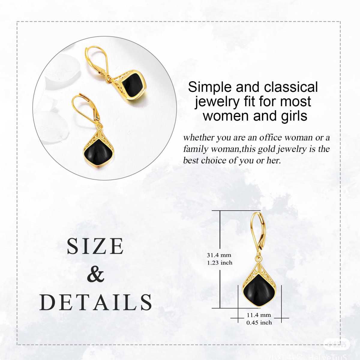 10K Gold Agate Drop Earrings-5