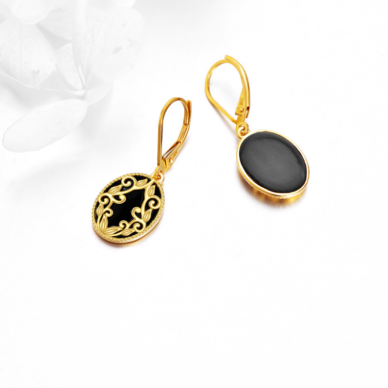 18K Rose Gold Agate Ouija Board Drop Earrings-4