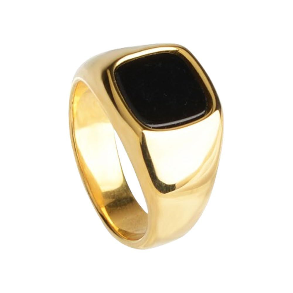 18K Gold Agate Ring for Men-1