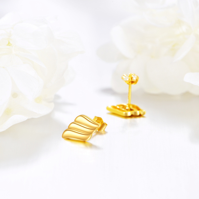 10K Gold Angel Wing Stud Earrings-3