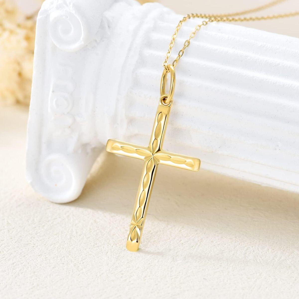 14K Gold Cubic Zirconia Ankh Necklace for Women-3