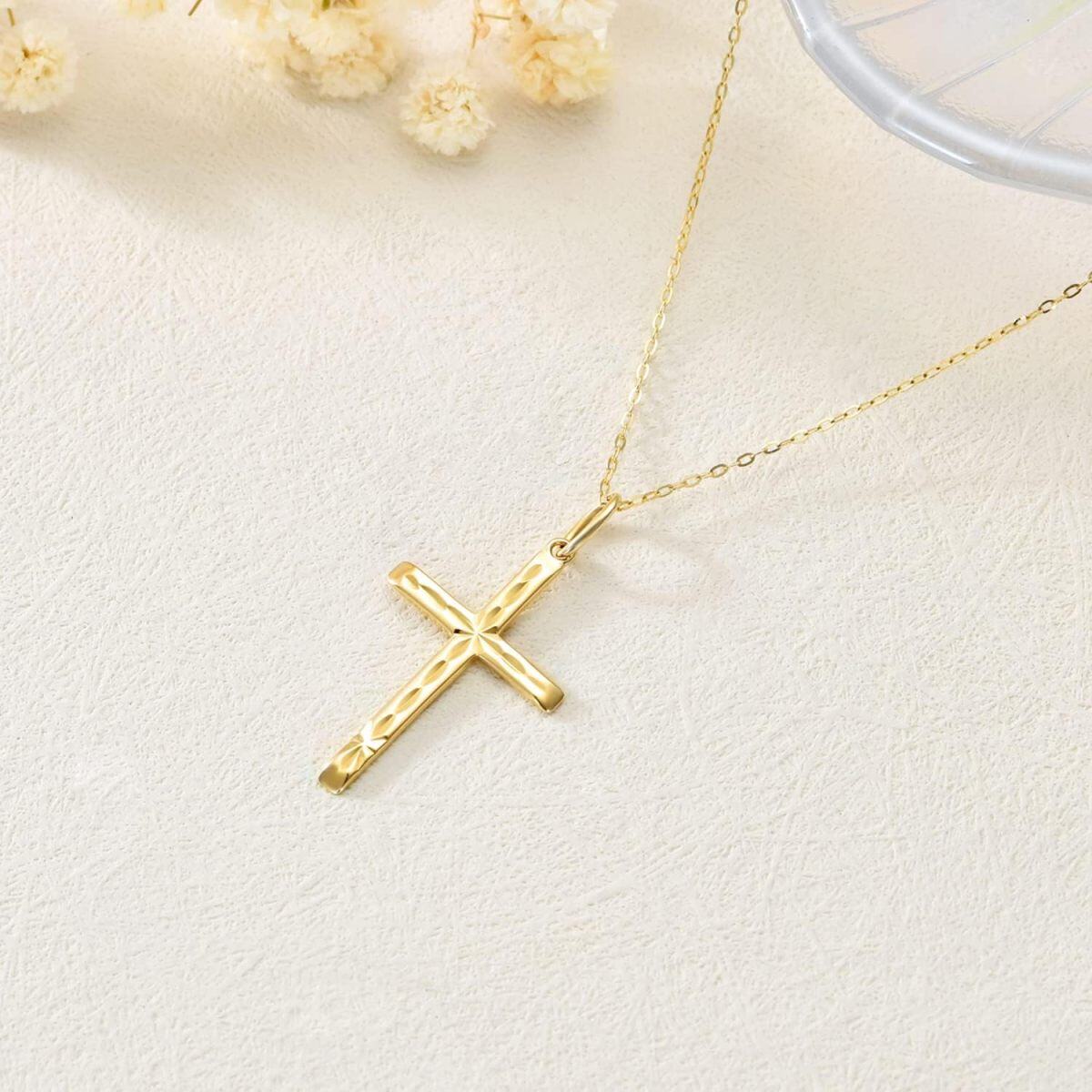 14K Gold Cubic Zirconia Ankh Necklace for Women-4