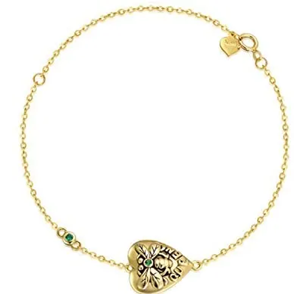 10K Gold Bee & Heart Charm Bracelet-1