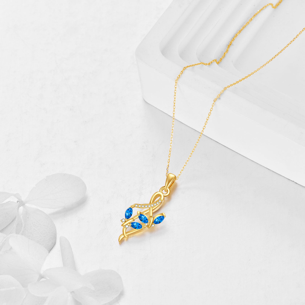 Collier en or 10K à pendentifs en zircon cubique avec symbole du papillon et de l'infini-4
