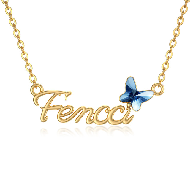 10K Gold Butterfly Pendant Necklace-5