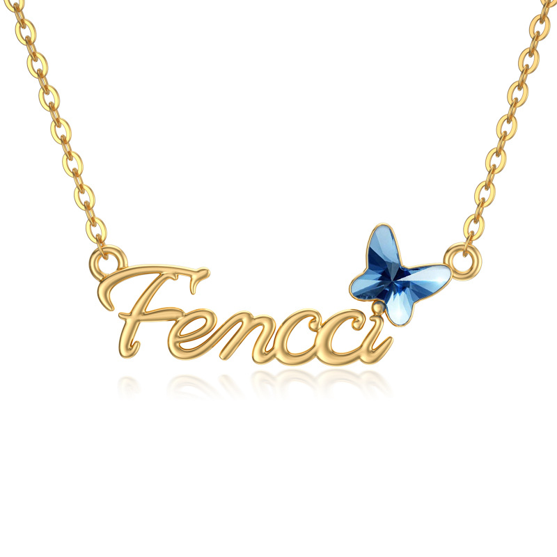 10K Gold Butterfly Pendant Necklace-1