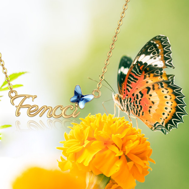 10K Gold Butterfly Pendant Necklace-2