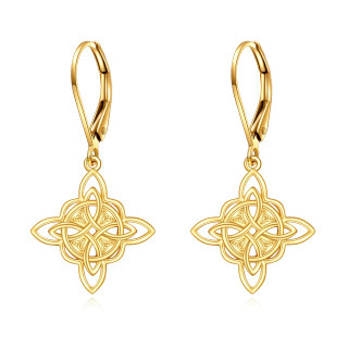 10K Gold Celtic Knot Drop Earrings-15