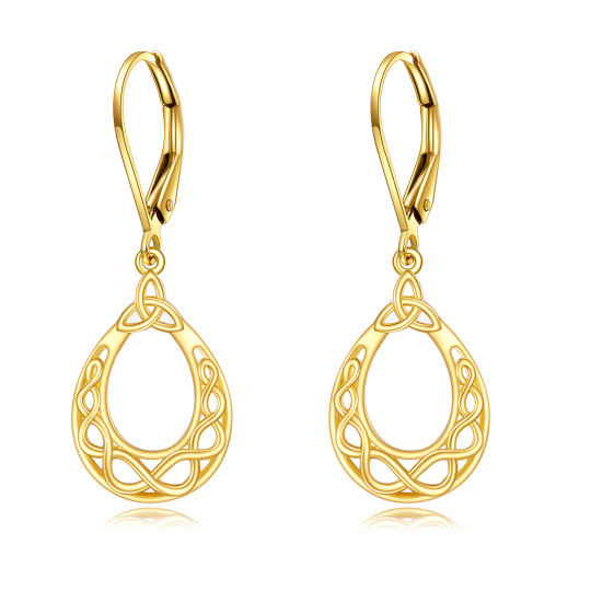 10K Gold Celtic Knot Drop Earrings