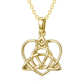 10K Gold Celtic Knot & Heart Pendant Necklace-5