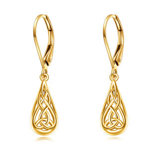 10K Gold Celtic Knot & Drop Shape Drop Earrings-16