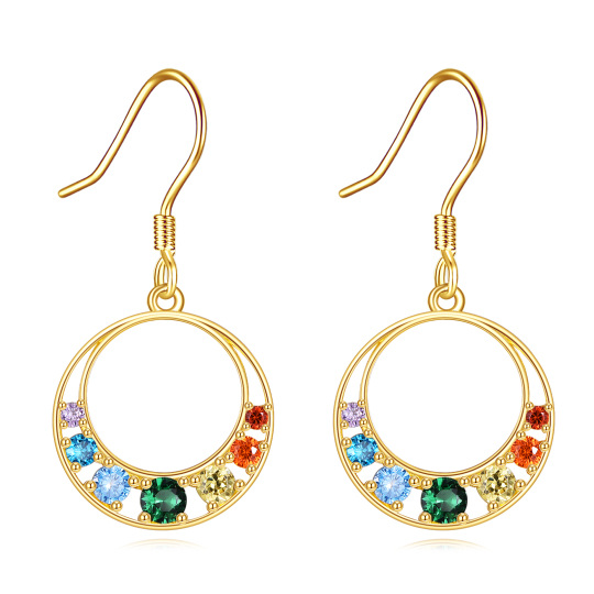 Boucles d'oreilles pendantes chakras en or 10 carats et zircone cubique