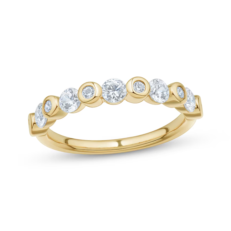 10K Gold Round Cut Diamond Stackable Ring I I2 Clarity 3EX IGI Certified-7