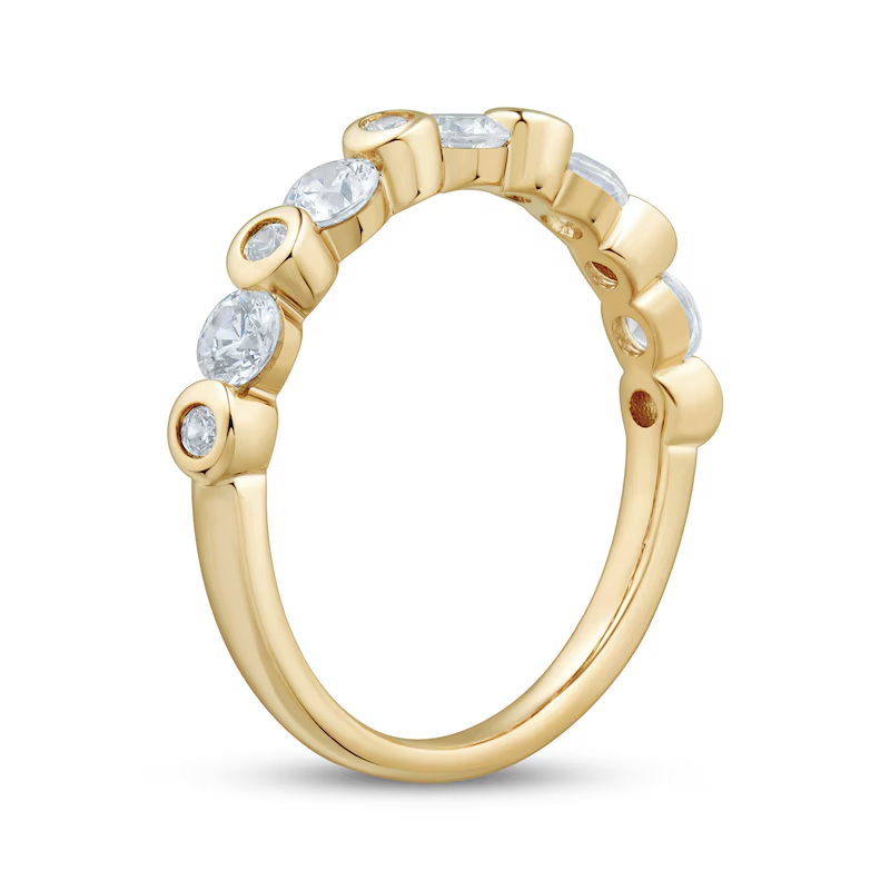 10K White Gold Round Cut Diamond Stackable Ring I I2 Clarity 3EX IGI Certified-3