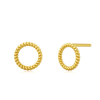 10K Gold Circle Stud Earrings-52