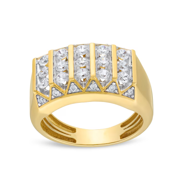 Bague Homme Diamant Créé En Laboratoire - Or Jaune 14 Carats, 1,20 Ct, Taille Réglable, Occasion Très Bon état