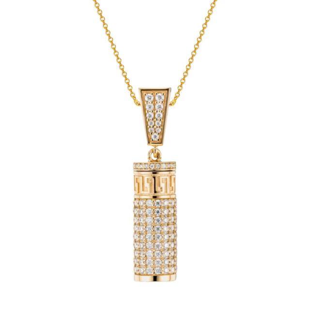 Collana con urna circolare in moissanite in oro 10K per le ceneri-1