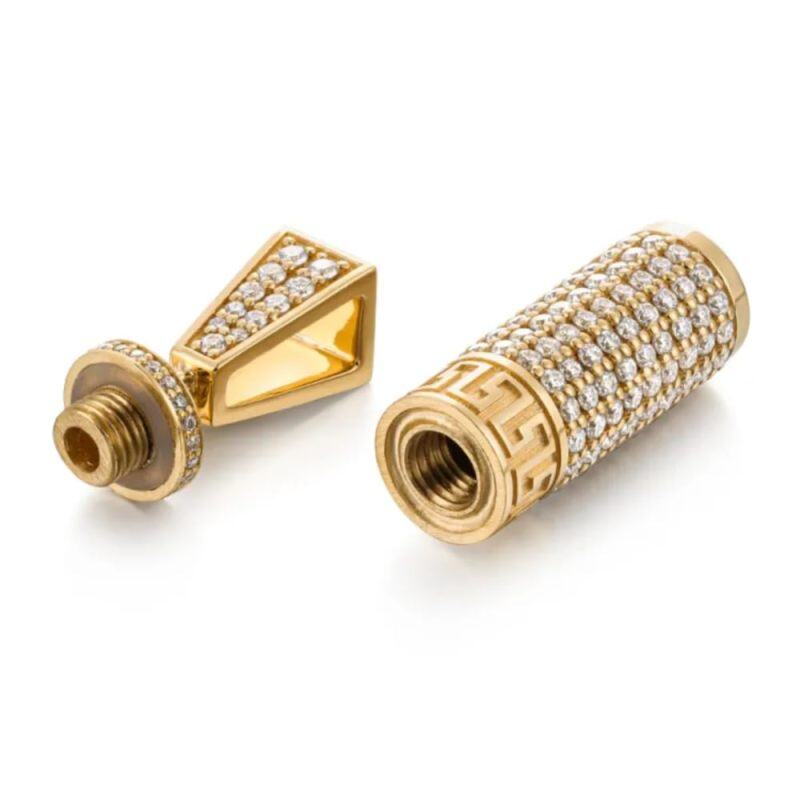 Collar con urna de oro blanco de 10 quilates con moissanita de talla redonda para cenizas-3