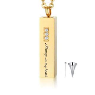 10K Gold Circular Cubic Zirconia Personalized Engraving & Bar Urn Necklace for Ashes-21