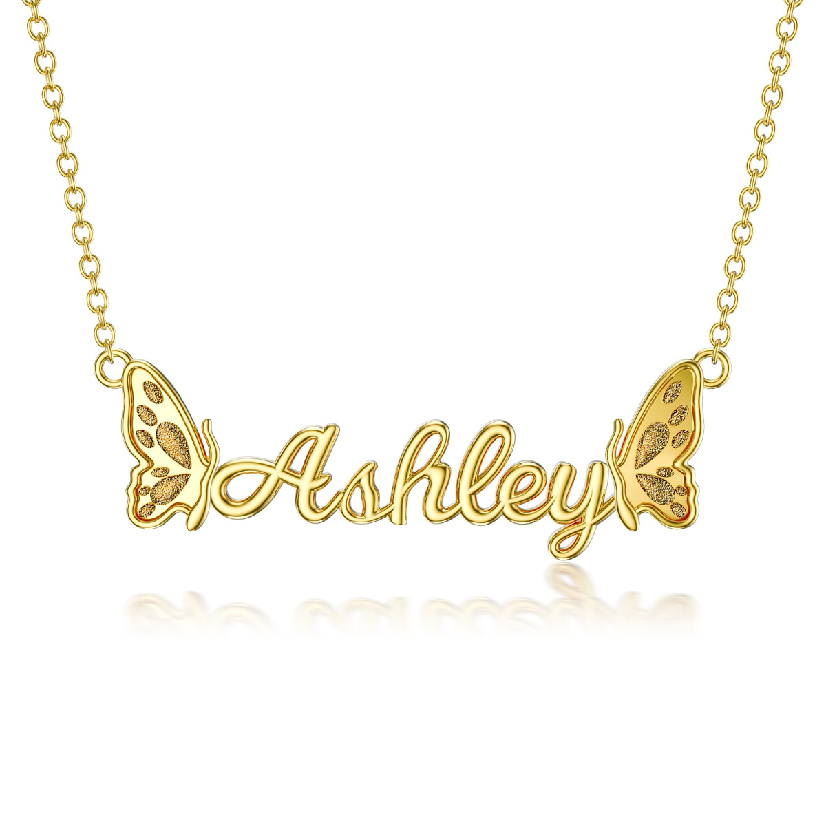 10K Gold & Personalized Classic Name Butterfly Pendant Necklace-1