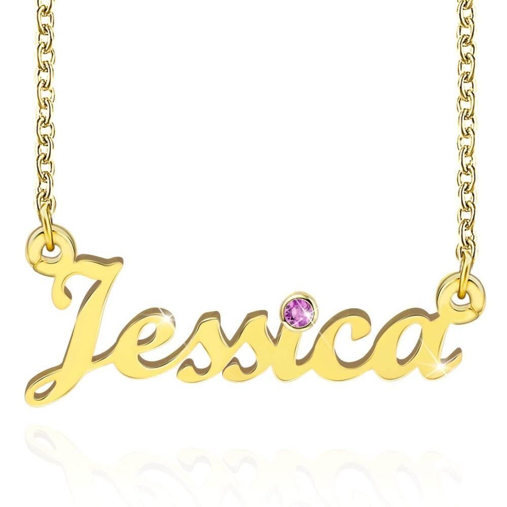 Collar de oro de 10 quilates con forma circular de cristal personalizado piedra de nacimie-2